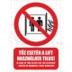 Tűz esetén a lift használata tilos - többnyelvű tábla